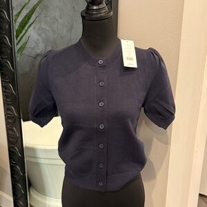French Connection Dark Blue Button-Down Top